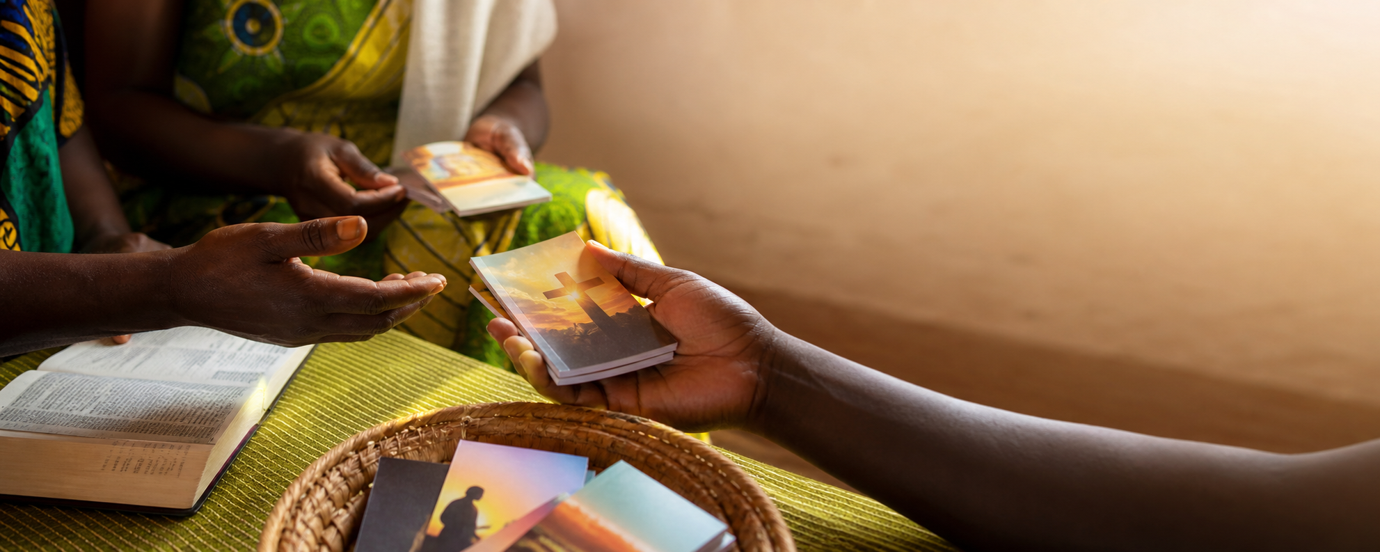 Kenyan believers sharing gospel tracts